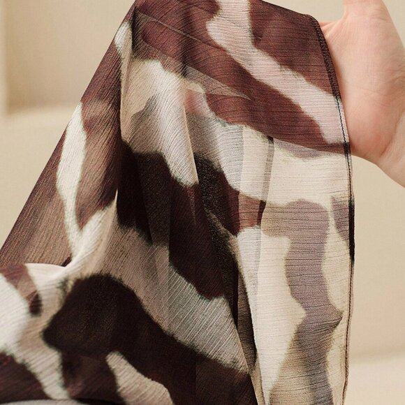 Women's Elegant Raglan Flare Sleeve Round Neck Semi-Sheer zebra print blouse - Picture 8 of 8